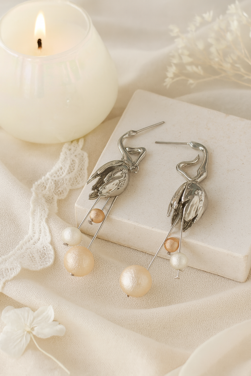 Artistic Drop Bead Dangle Earrings | Designer Anti-Tarnish Jewelry