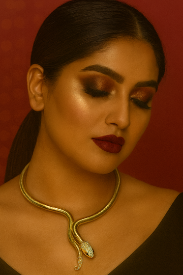 Gold Snake Design Coil Choker Necklace for Women