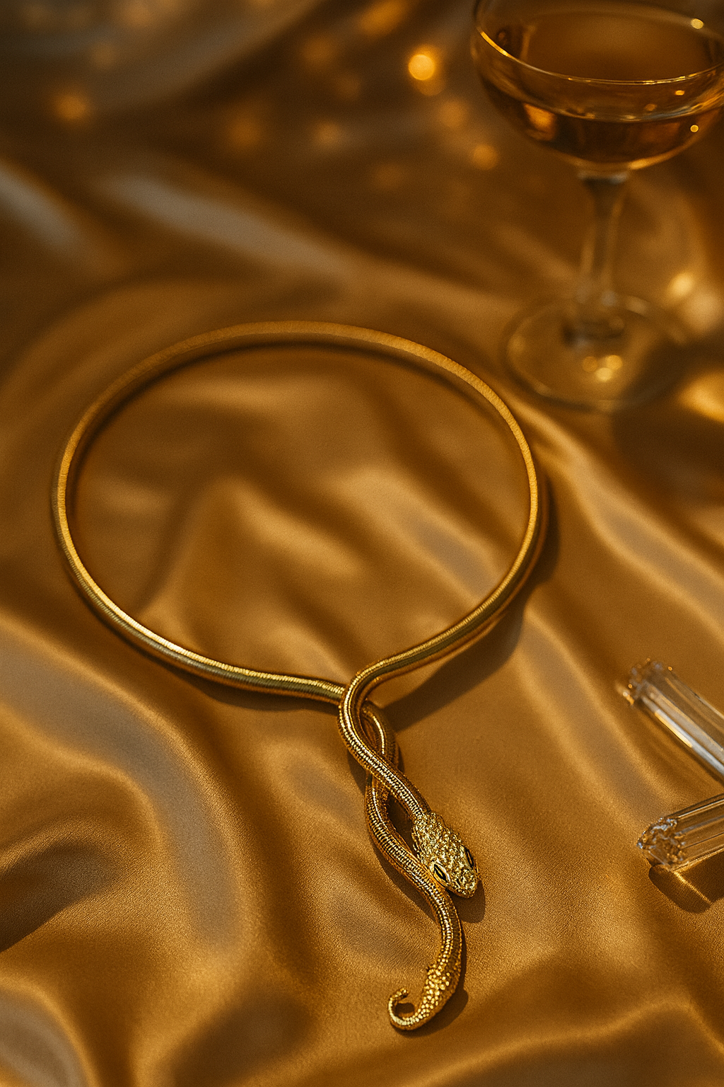 Gold Snake Design Coil Choker Necklace for Women