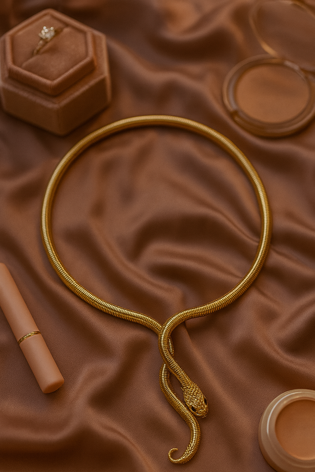 Gold Snake Design Coil Choker Necklace for Women