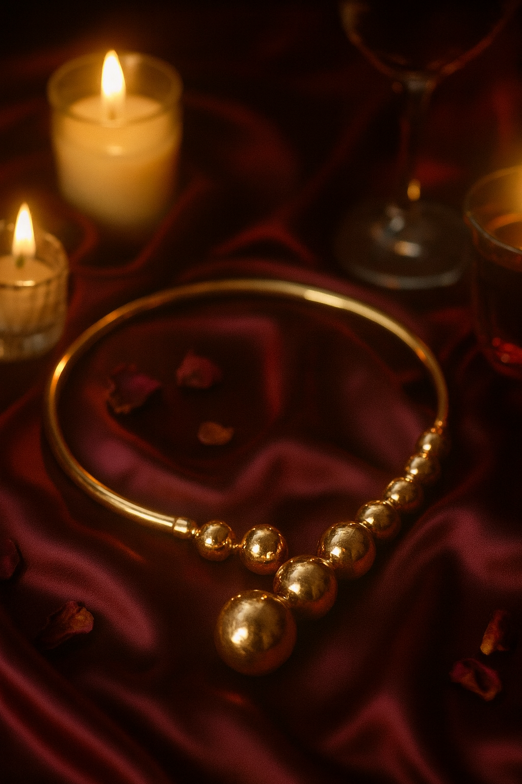 Contemporary Gold-Toned Beaded Choker Necklace