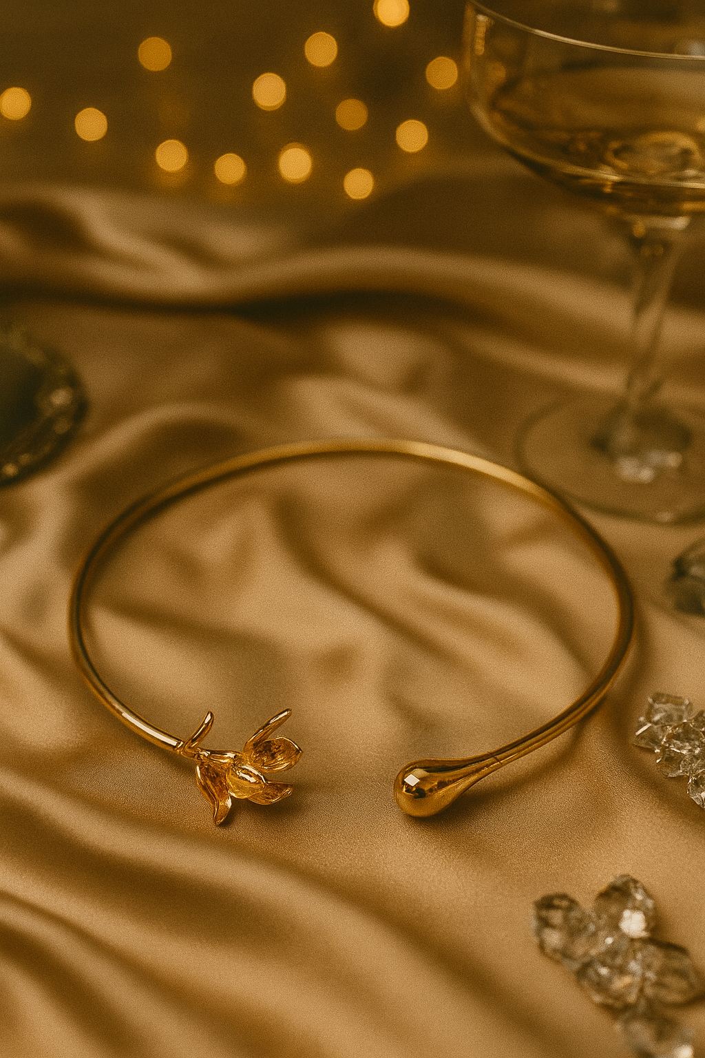 Contemporary Gold-Toned Floral Open Choker Necklace