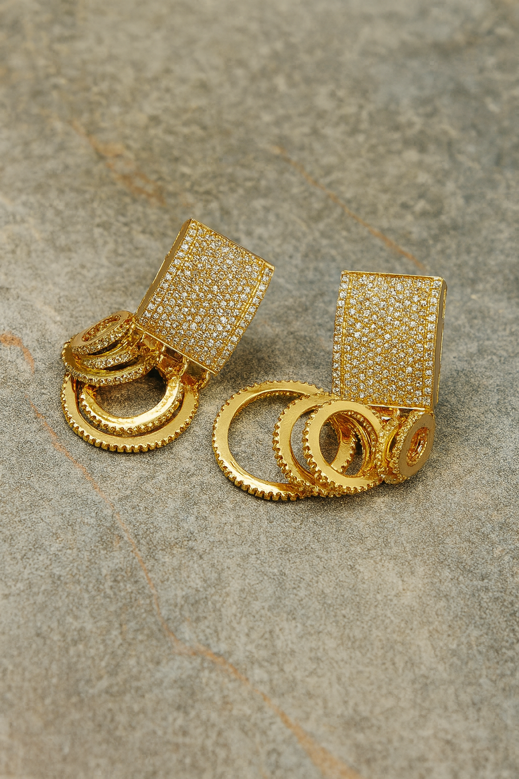 Gold-Plated Hoop Cluster Earrings