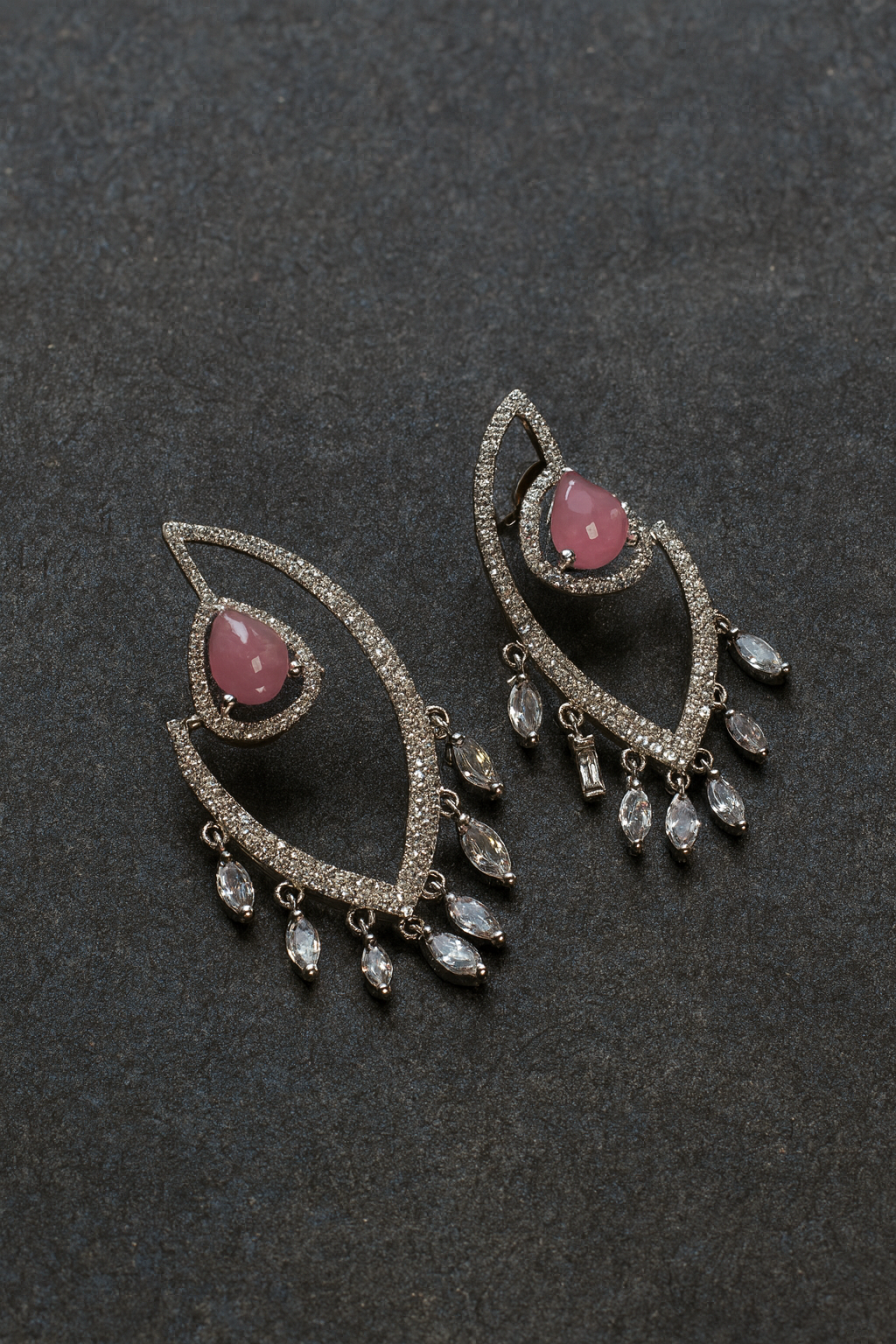 Modern Dangle Earrings with Pink Gemstones