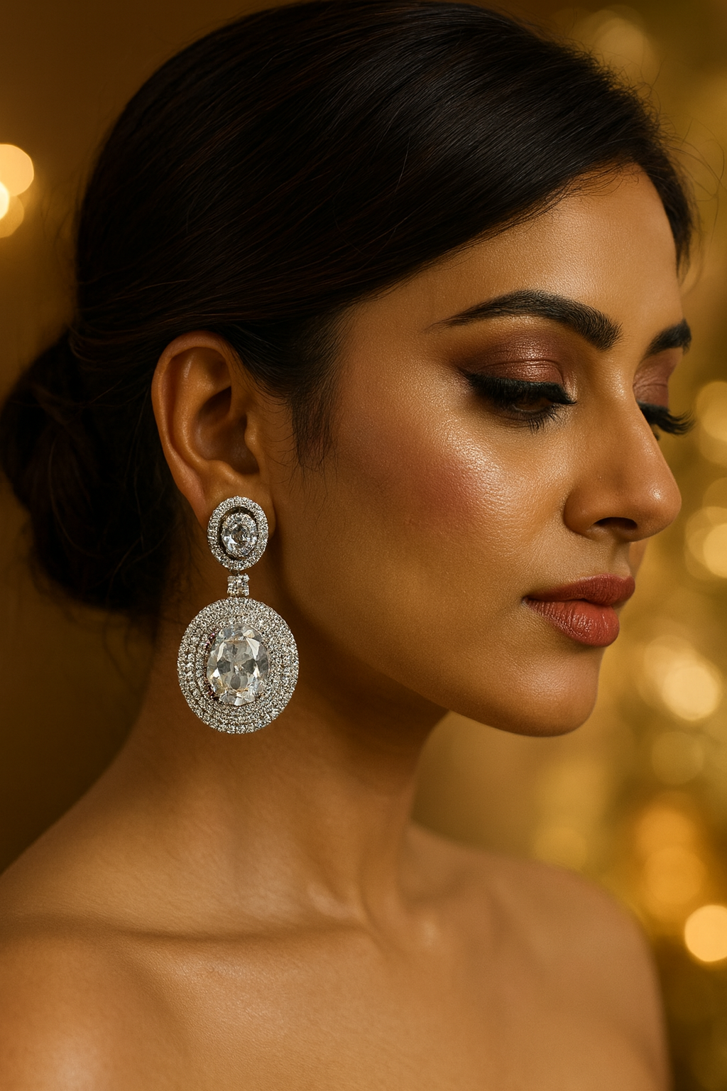 Classic Drop Earrings with Double CZ Halo