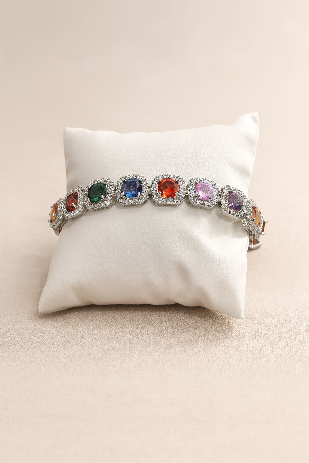 Multicolor CZ Oval Stone Bracelet