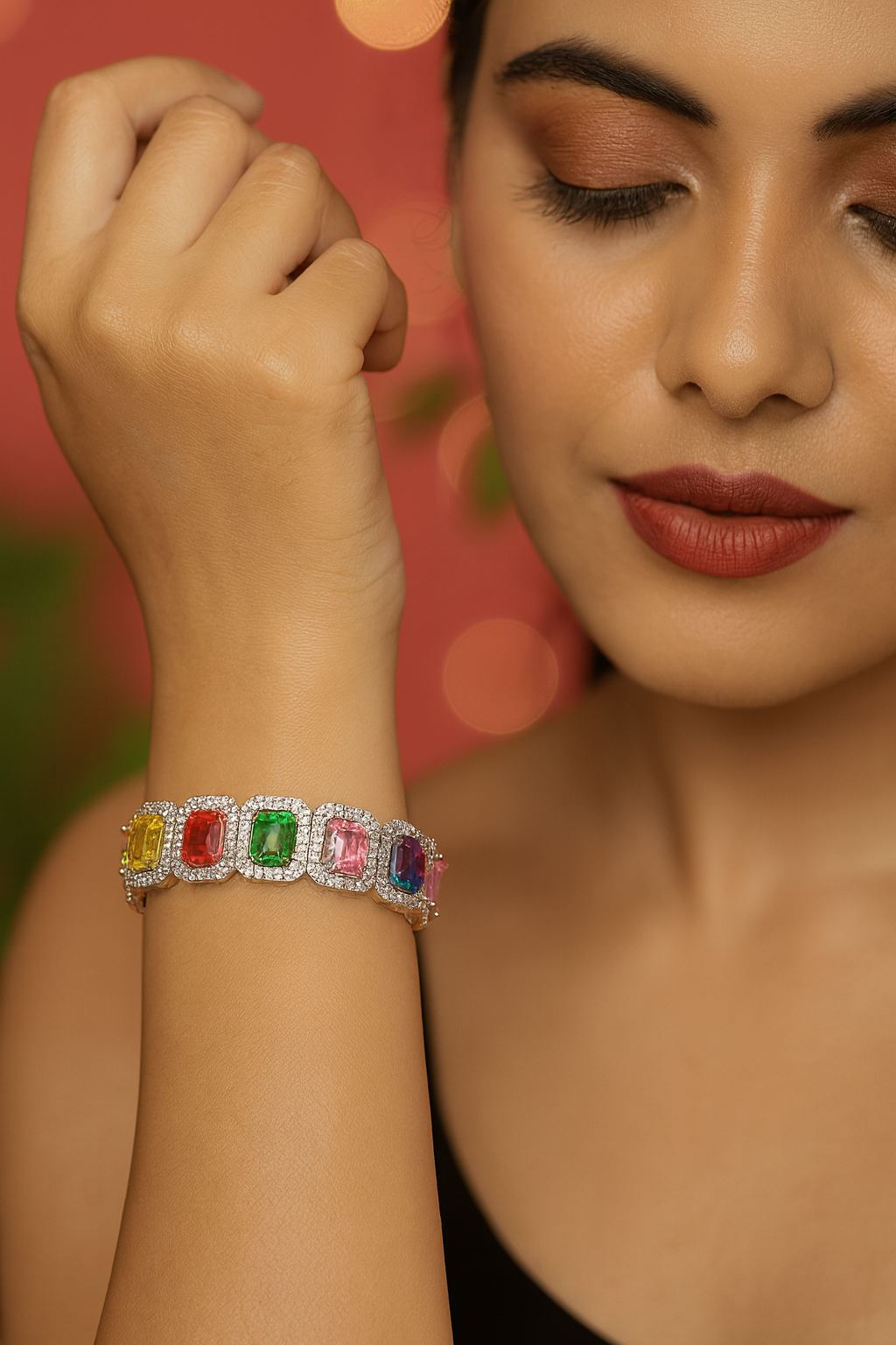 Multicolor CZ Oval Stone Bracelet