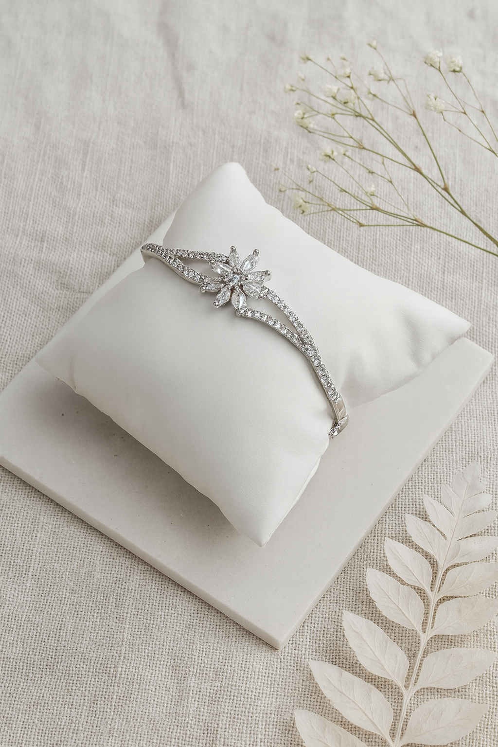 Crystal Starburst Silver Bracelet