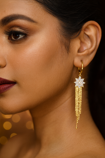 Gold Starburst Tassel Earrings