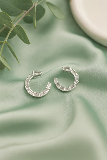 Semi-Hoop Crystal Segment Earrings