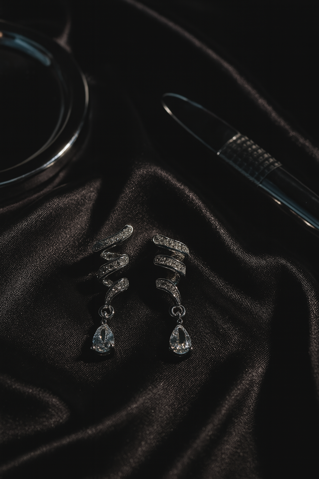 Spiral Diamond Drop Earrings