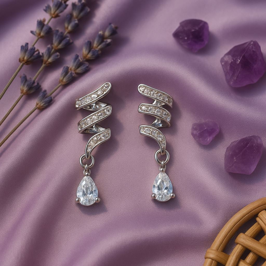 Spiral Diamond Drop Earrings