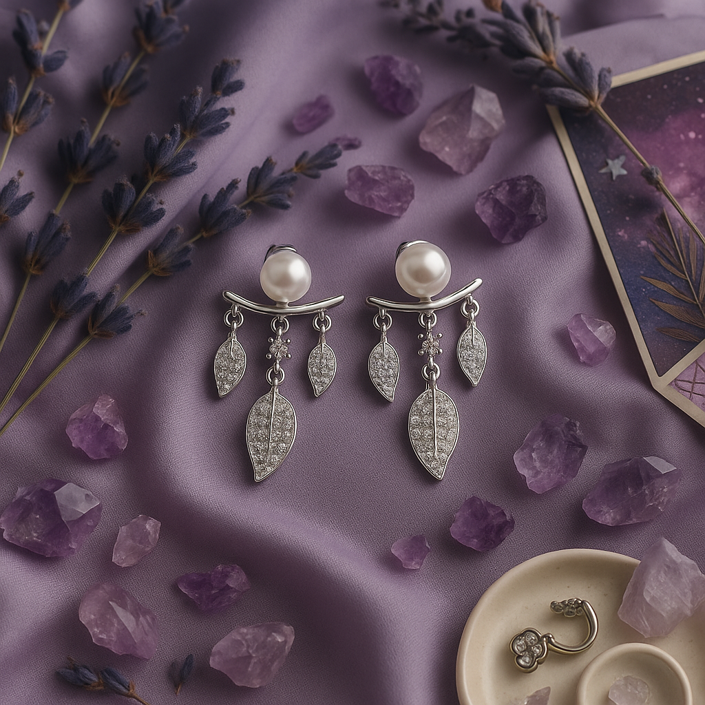 Pearl Leaf Dangling Earrings