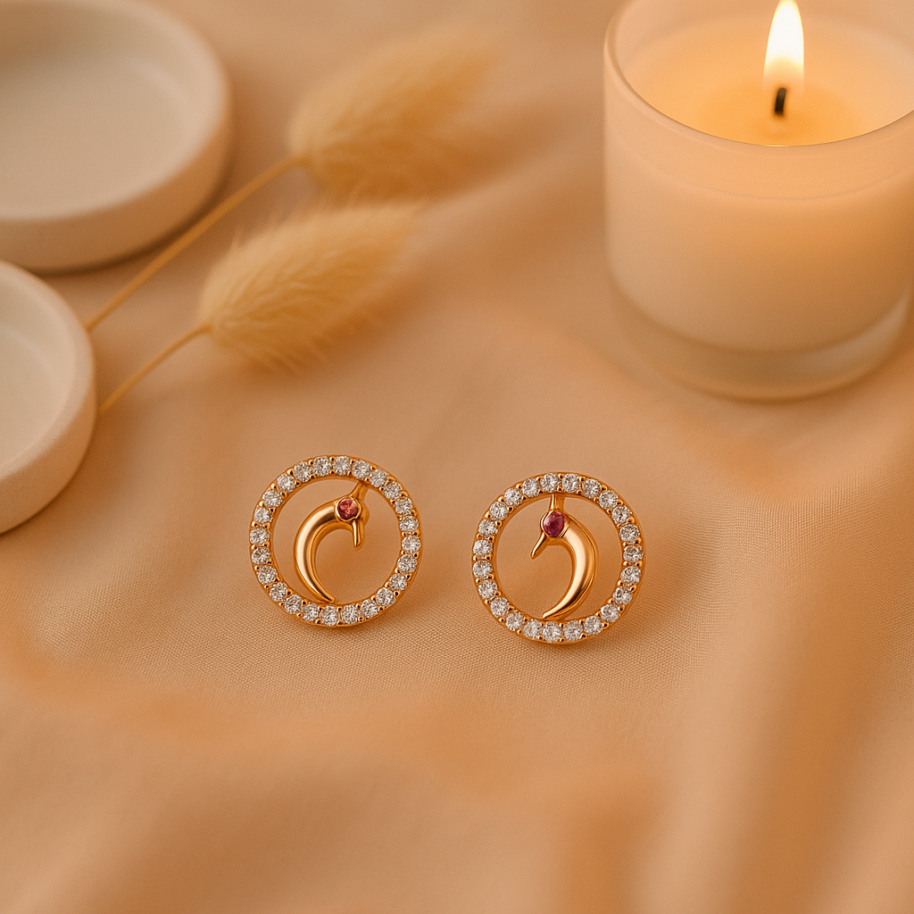 Peacock Motif Round Studs