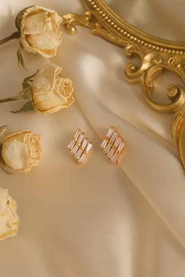 Geometric Baguette Diamond Studs