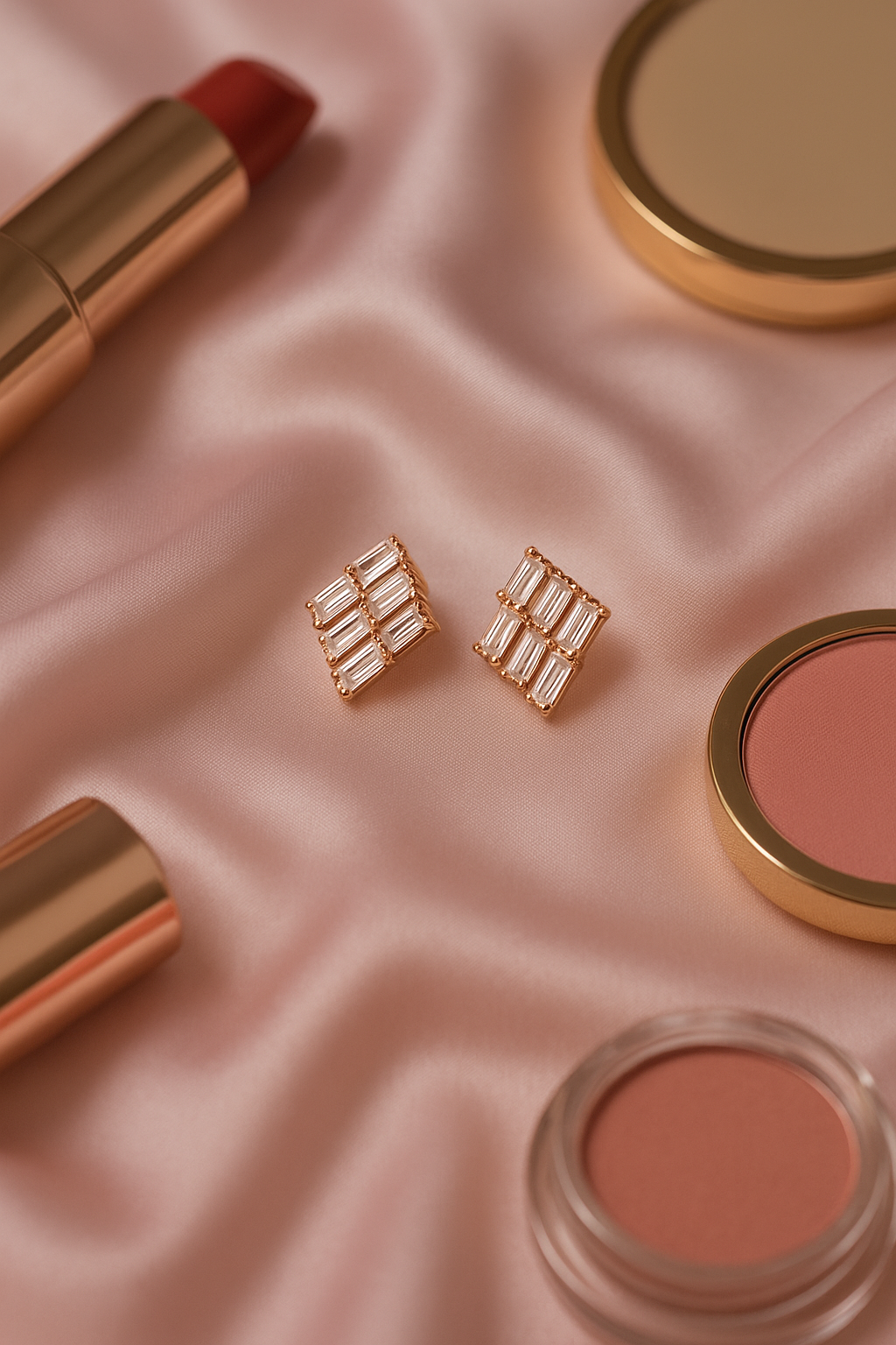 Geometric Baguette Diamond Studs