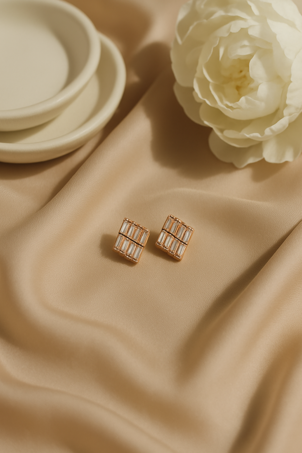Geometric Baguette Diamond Studs