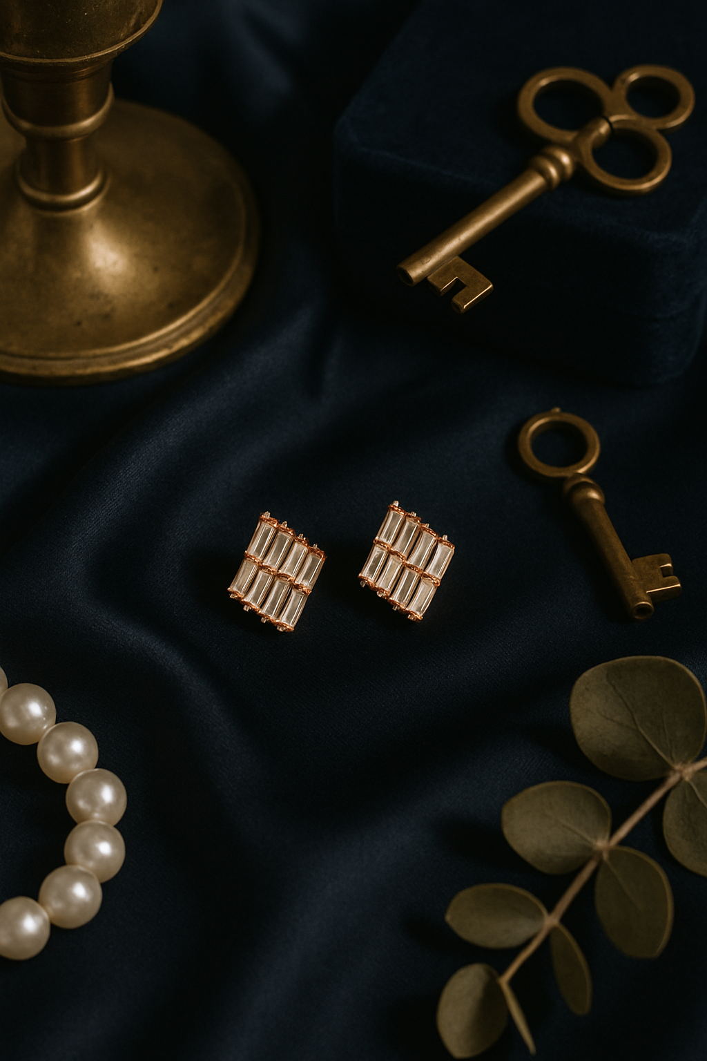 Geometric Baguette Diamond Studs