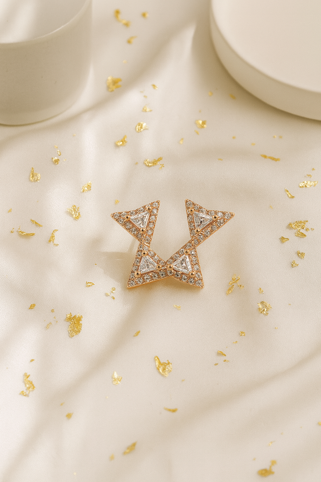 Triangle Gem Bow Stud Earrings