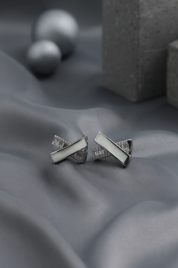 Elegant White Enamel Stud Earrings