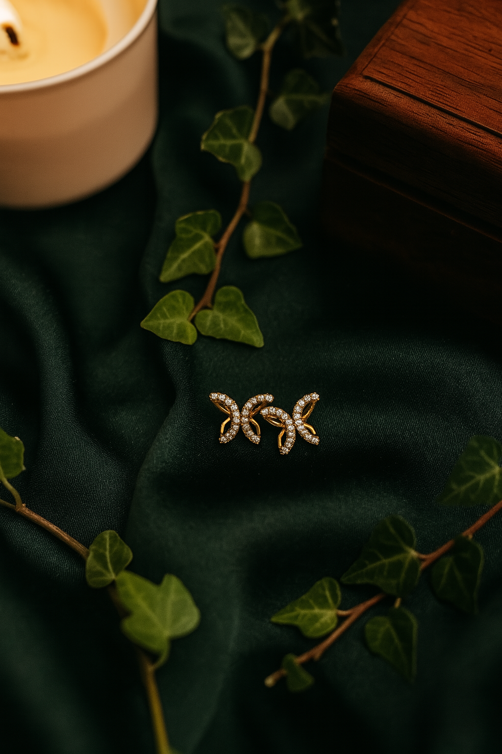 Butterfly Motif Stud Earrings in Gold