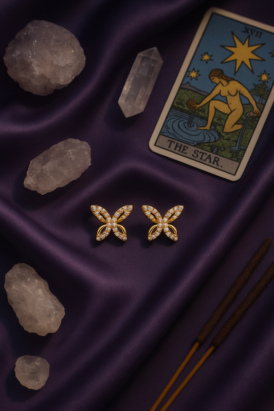 Butterfly Motif Stud Earrings in Gold