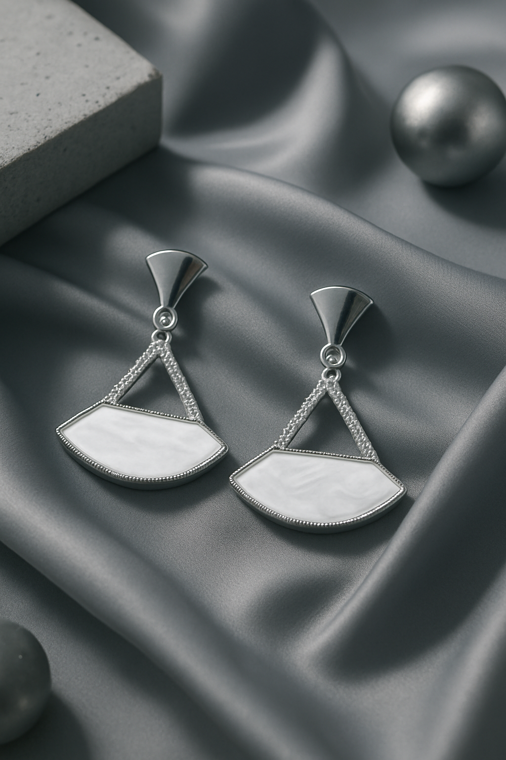 Geometric White Stone Drop Earrings