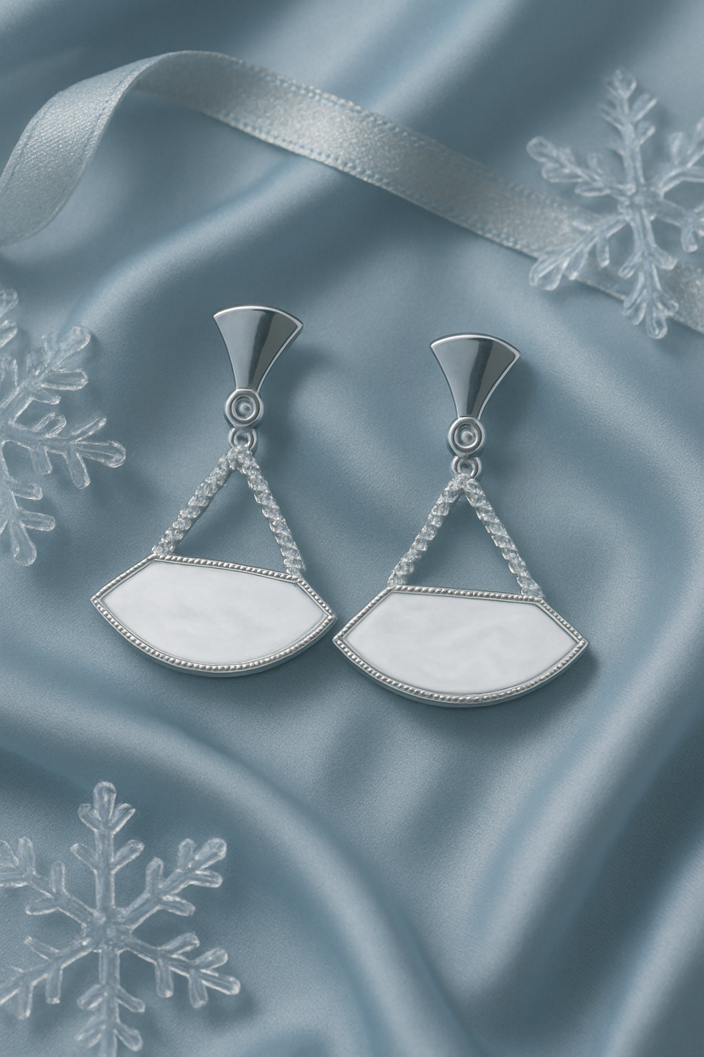 Geometric White Stone Drop Earrings
