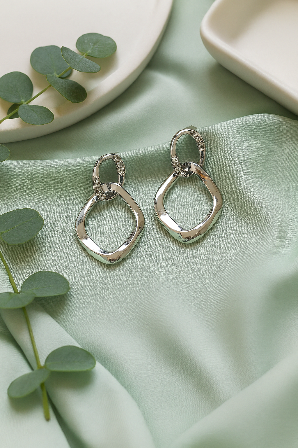 Double Hoop Metallic Statement Earrings