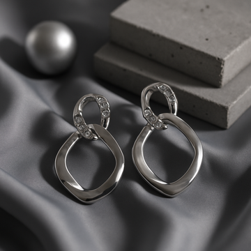 Double Hoop Metallic Statement Earrings