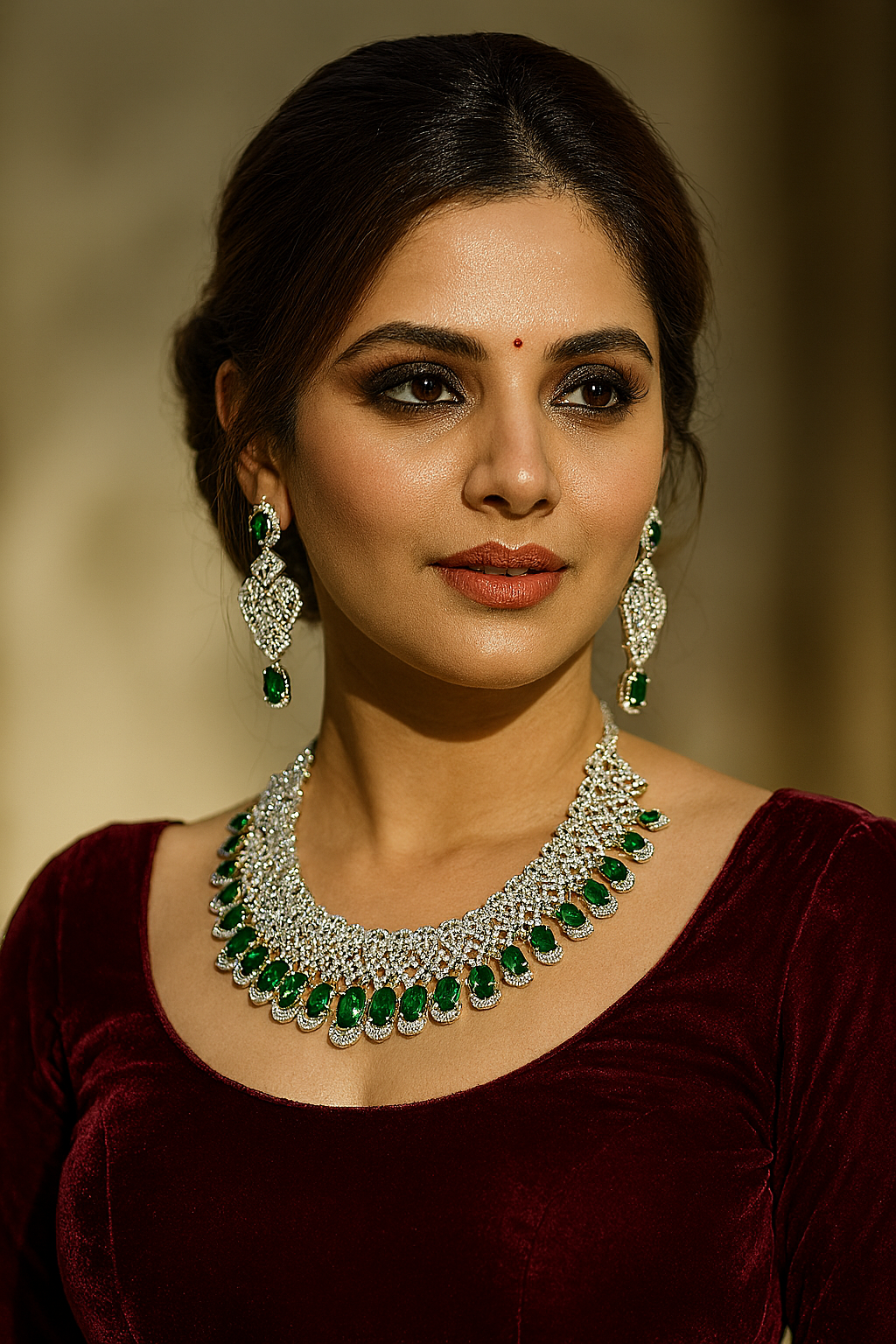 Classic Emerald Drop Bridal Necklace Set