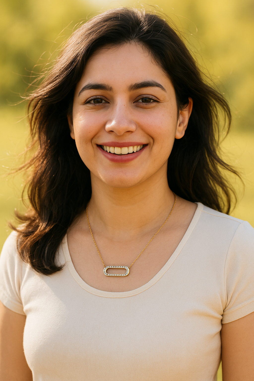 Open Oval Pendant with Rhinestone Accents