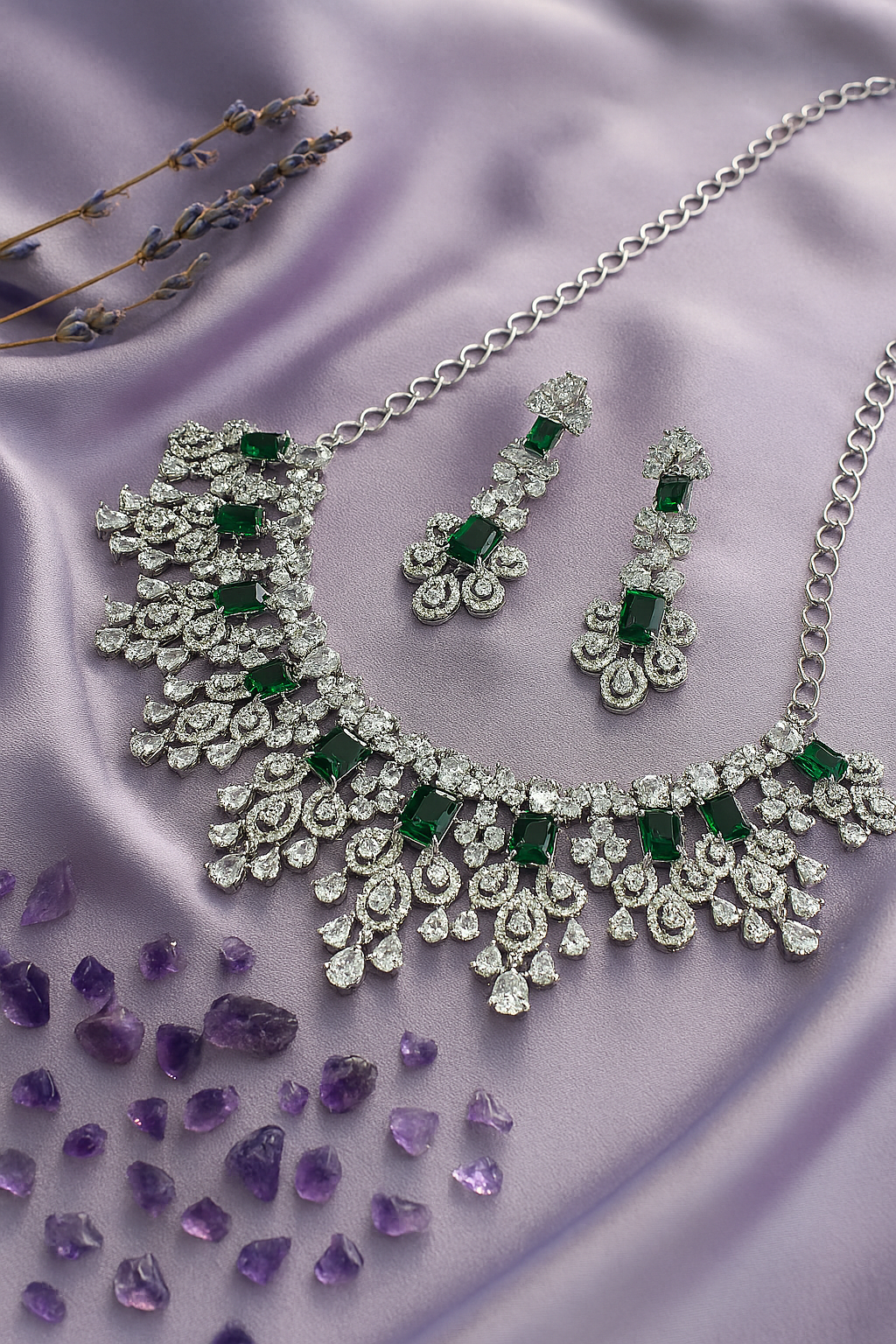 Majestic Green Bridal Choker Necklace Set