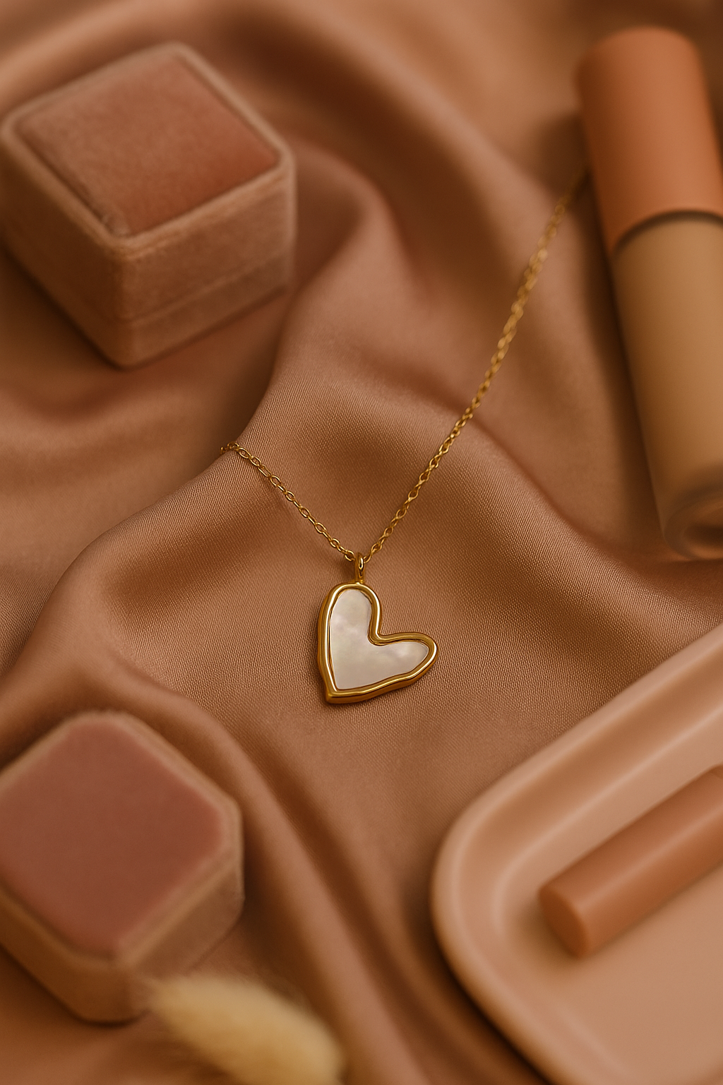 Mother of Pearl Heart Pendant in Gold Finish