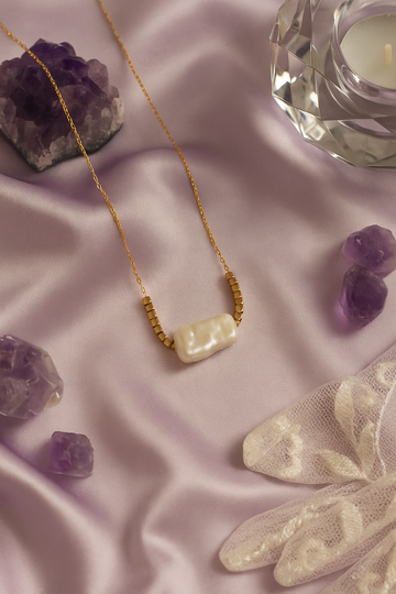 Modern Baroque Pearl Pendant with Box Bead Chain