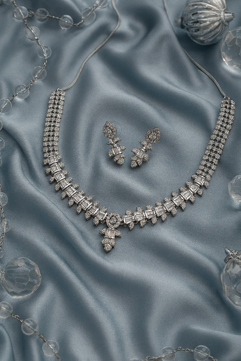 Classic Rectangle Clarity AD Necklace Set