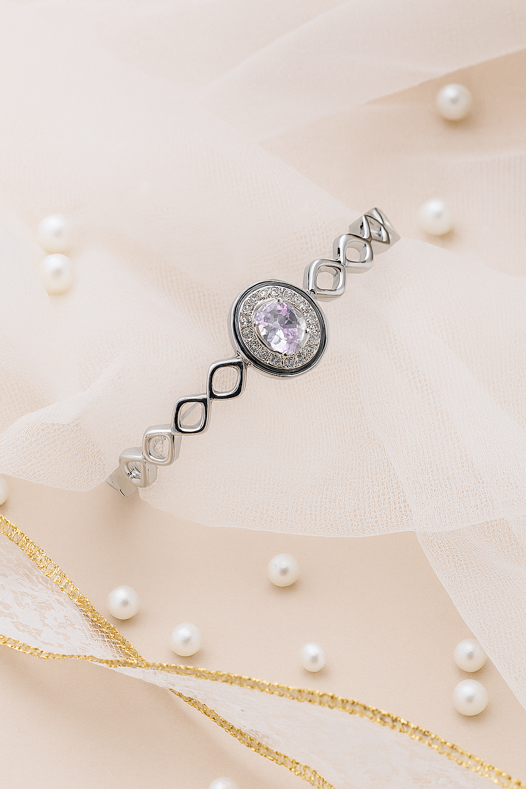 Crystal Halo Silver Bracelet