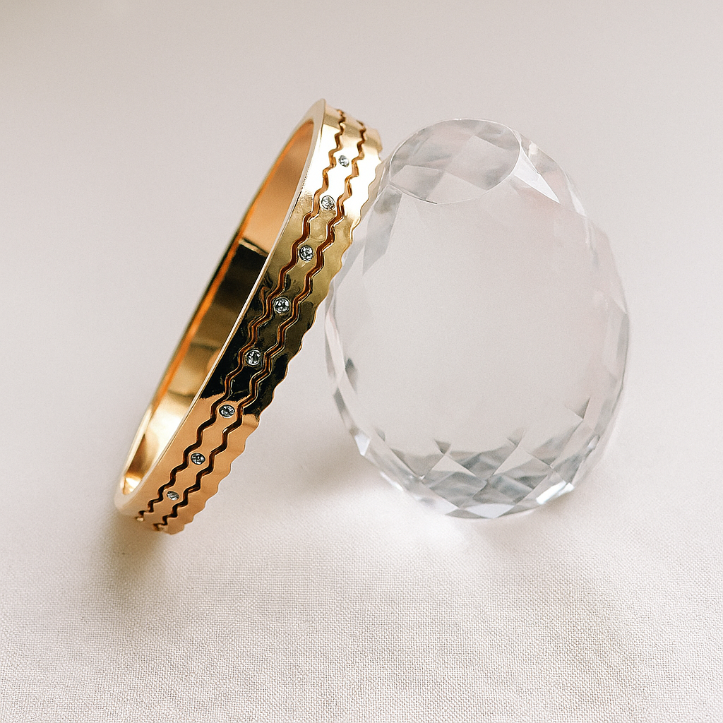 Textured Gold Stud Bangle