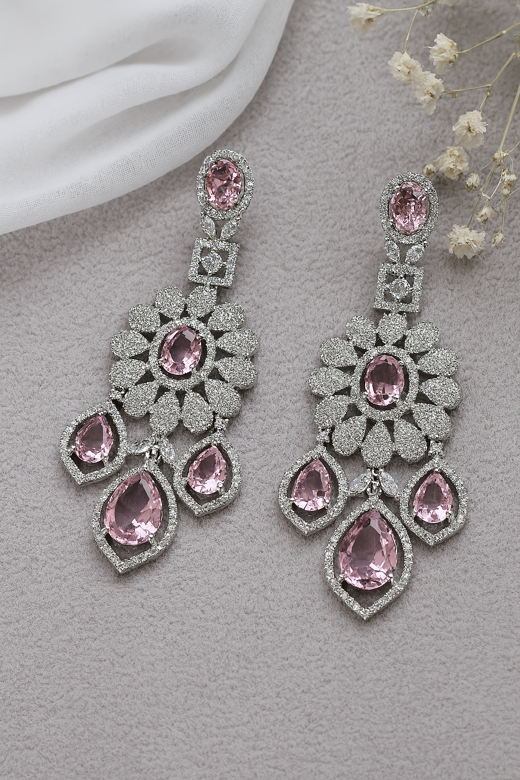 Lavender Dangle Cluster Earrings