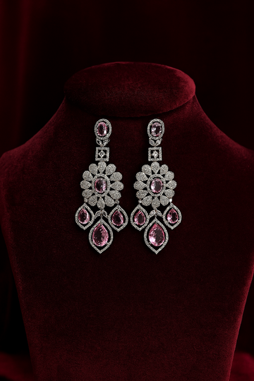 Lavender Dangle Cluster Earrings