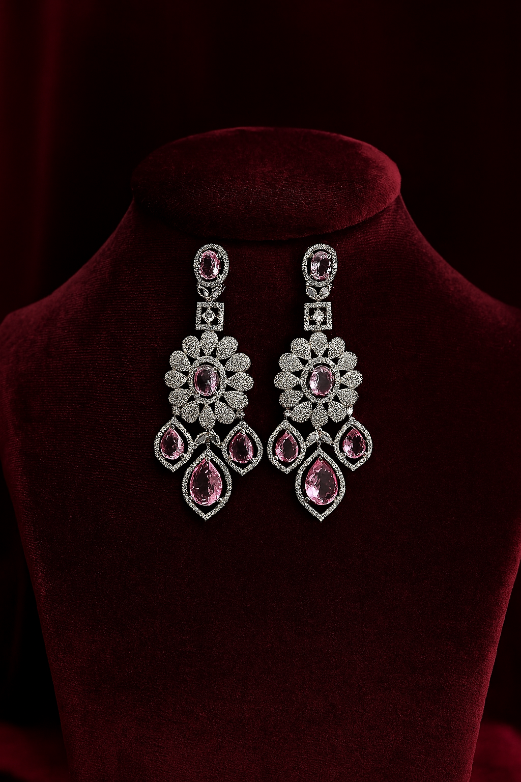 Lavender Dangle Cluster Earrings