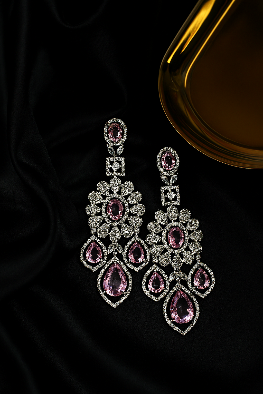 Lavender Dangle Cluster Earrings