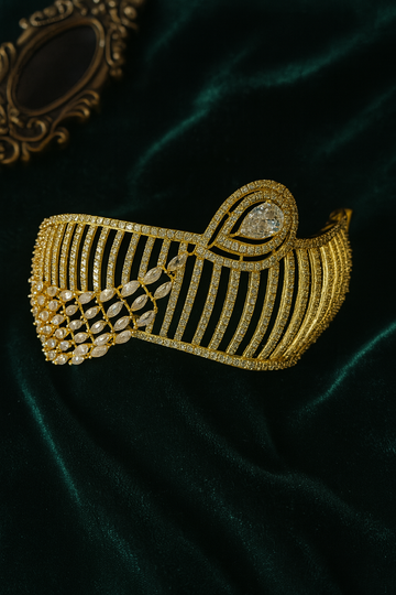 Gold Plated Designer Bracelet with Leaf Motif
