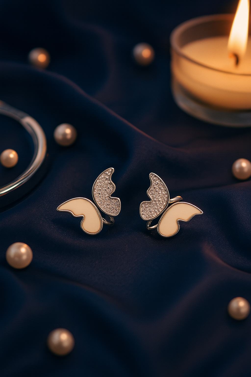 Angel Wings Heart Stud Earrings