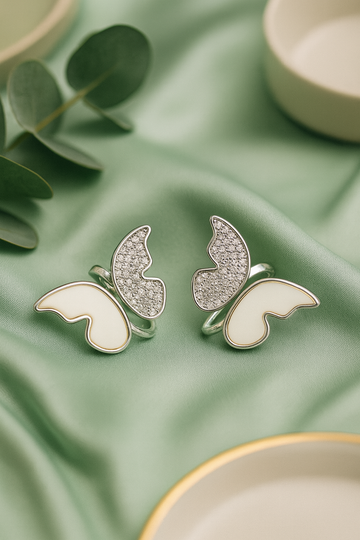 Angel Wings Heart Stud Earrings