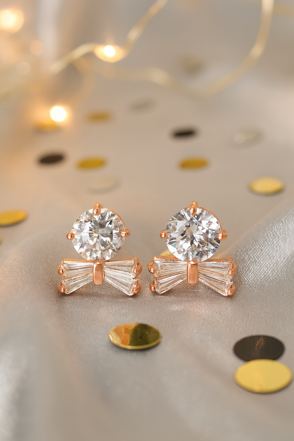 Dainty Anti-Tarnish Bow Stud Earrings with Oval CZ – Everyday Elegant Top