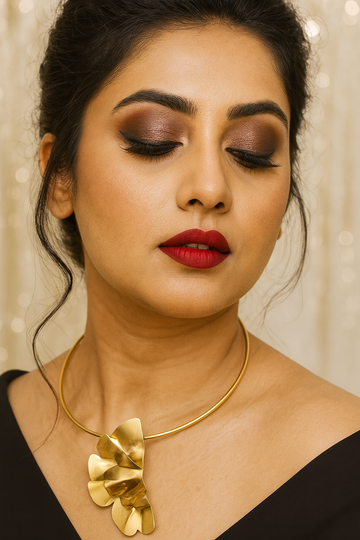 Abstract Golden Floral Choker Necklace