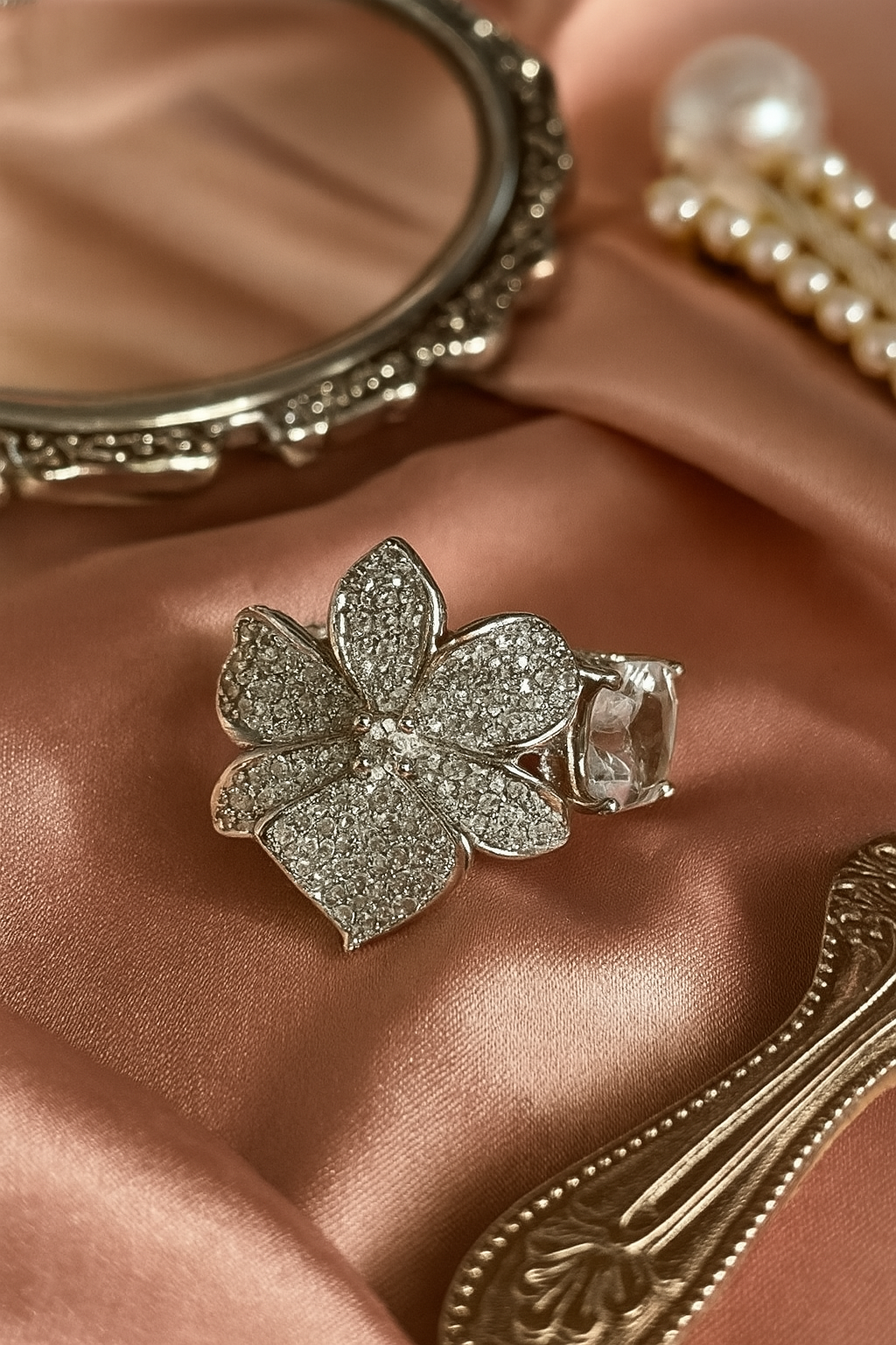 Butterfly Silver Ring with CZ Embellishments