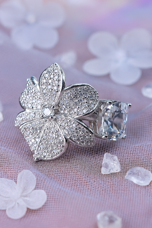 Butterfly Silver Ring with CZ Embellishments