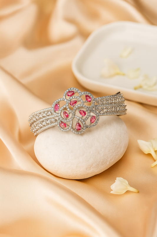 Red Floral Cluster Bracelet